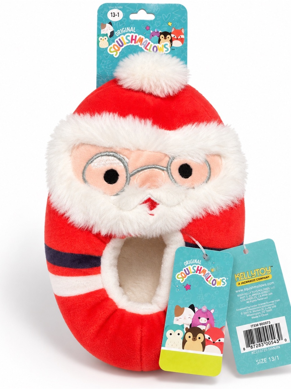 Squishmallows Slippers Red & White Santa Plush NWT size 13-1